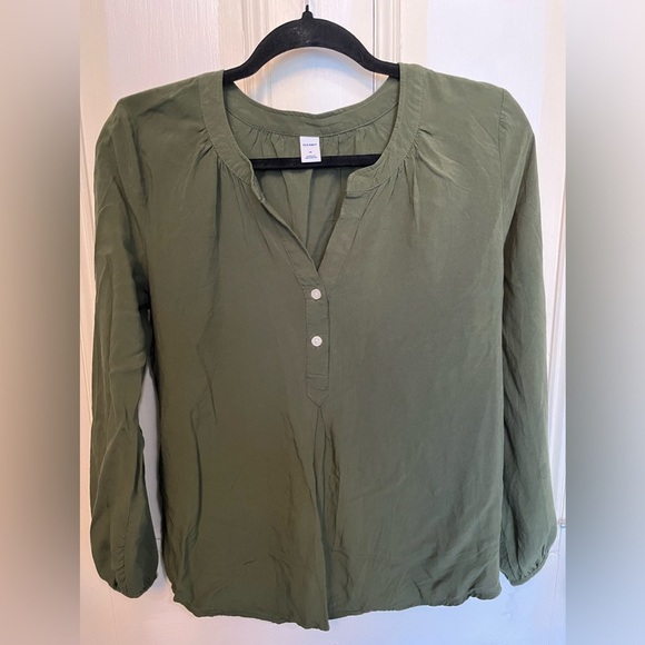 Old Navy Long Sleeve Green Blouse Medium - Picture 3 of 9